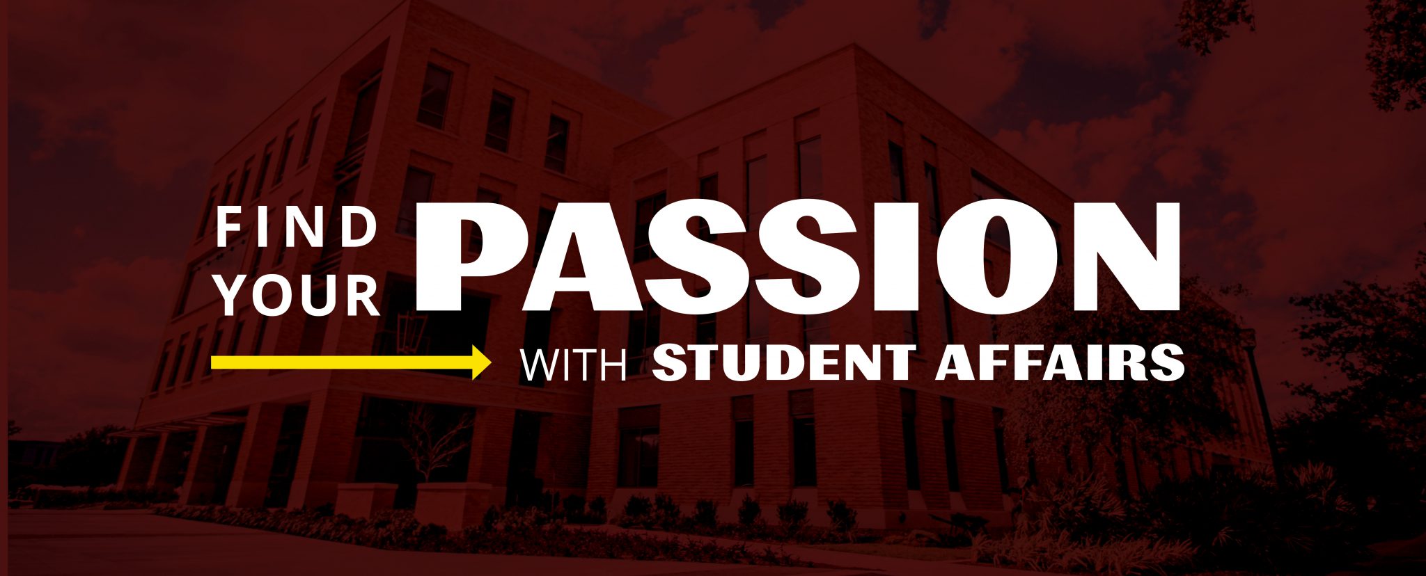 Graphic that reads "Find your Passion with Student Affairs" 