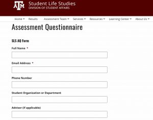 Screenshot of SLS Assessment