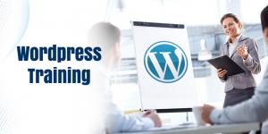 Image of man standing next to an easel with the word press logo