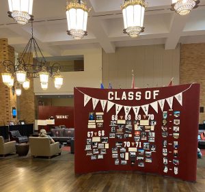 Image of an Aggie Muster Reflections Display inside the Flag Room of the MSC