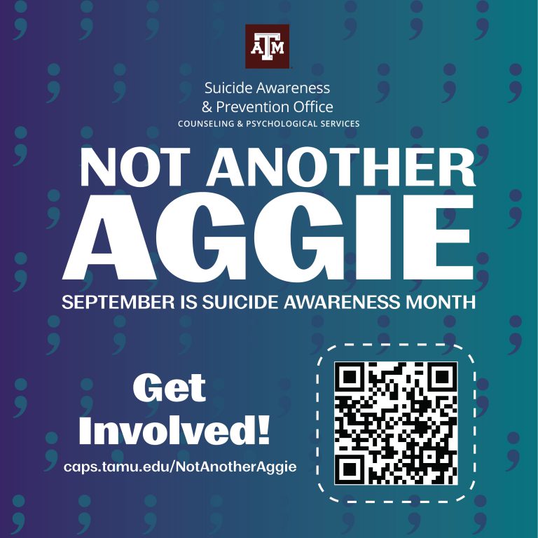 Suicide Awareness Month flyer with QR code