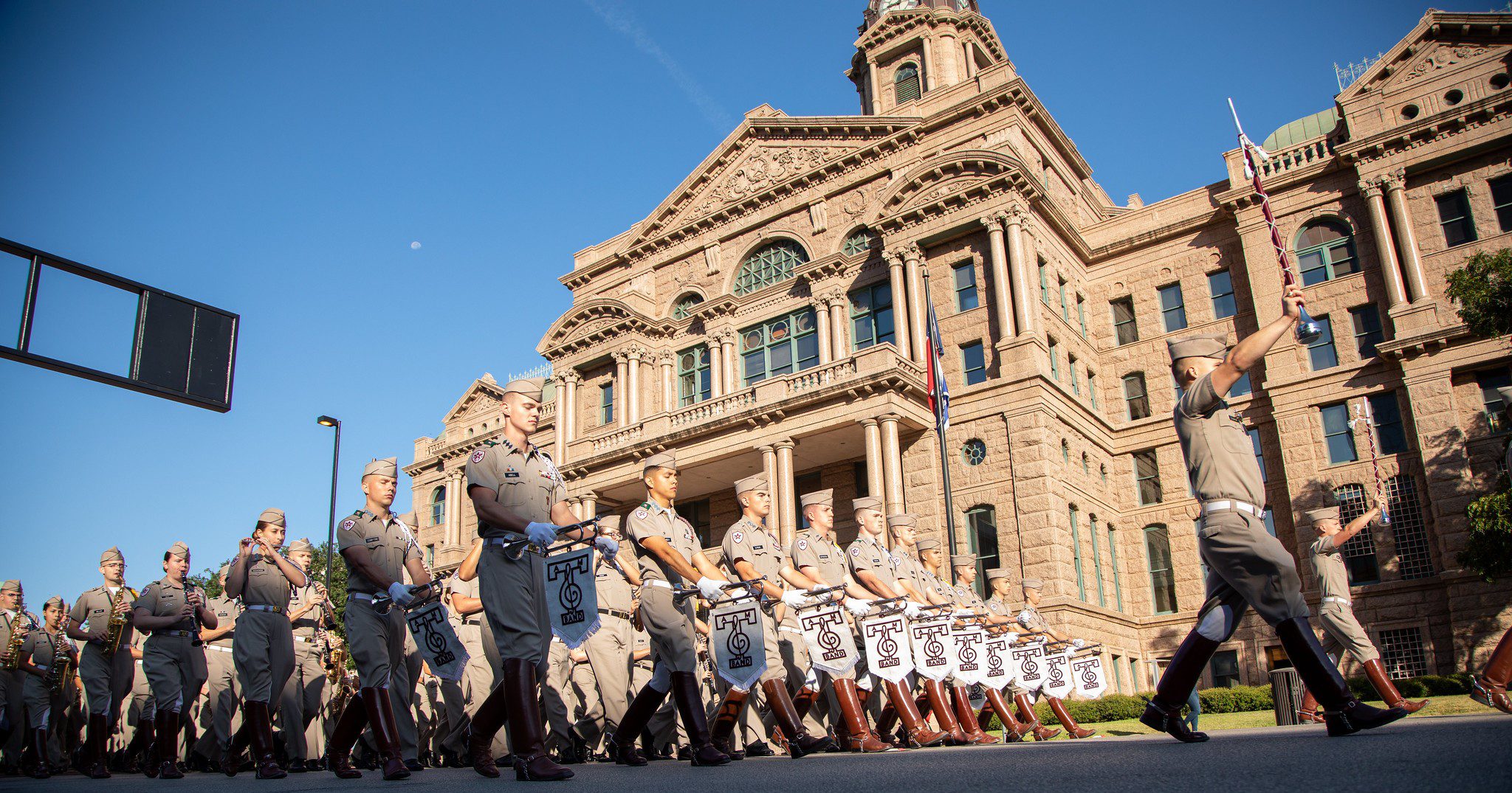 cadets march in downtown ft.worth