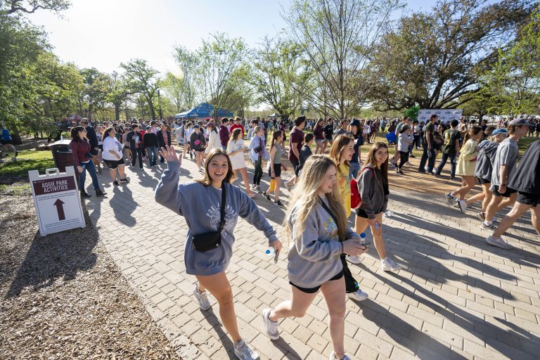 Texas A&M University students participate in The Big Event on March 24, 2023.