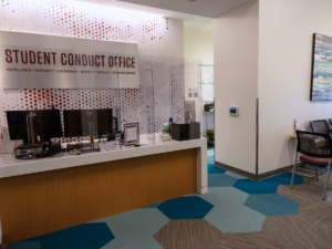 Student Conduct Office lobby with front desk