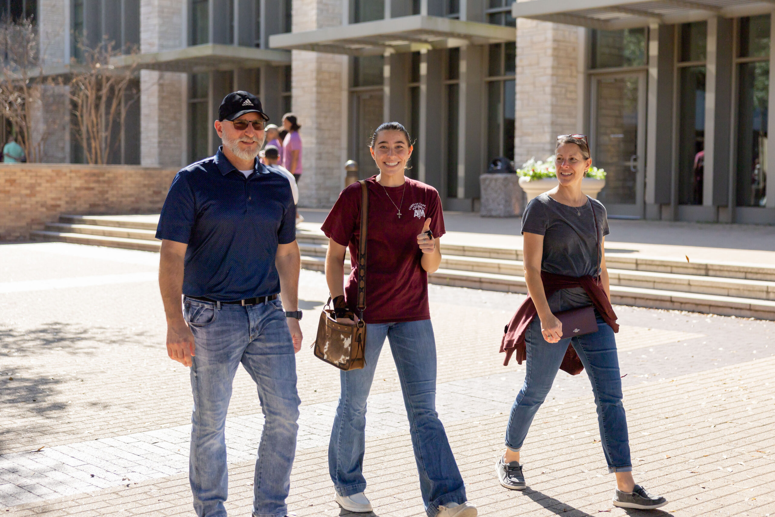 A prospective student with her family near the MSC