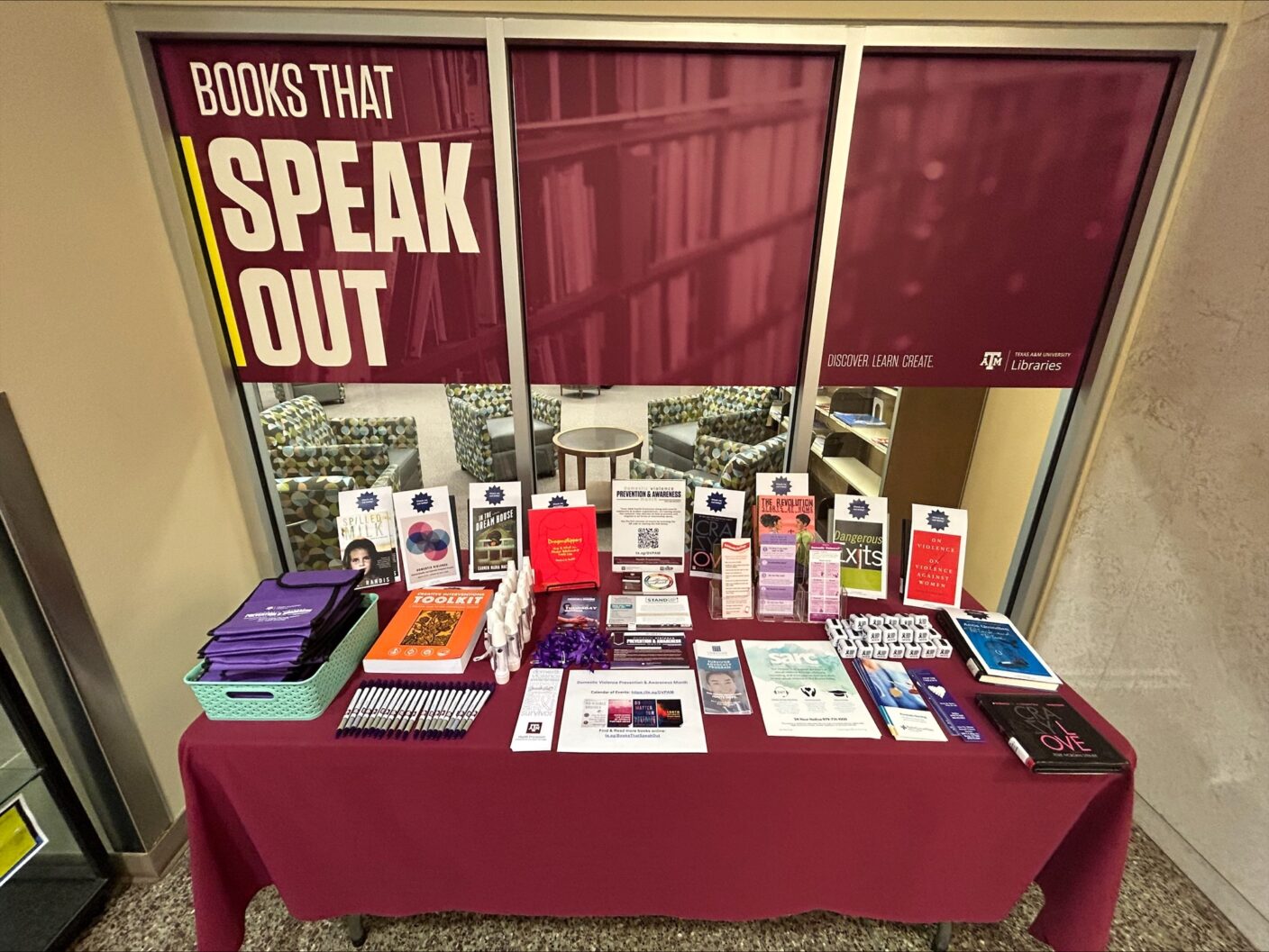 Books that Speak Out Resource Display in Evans Library